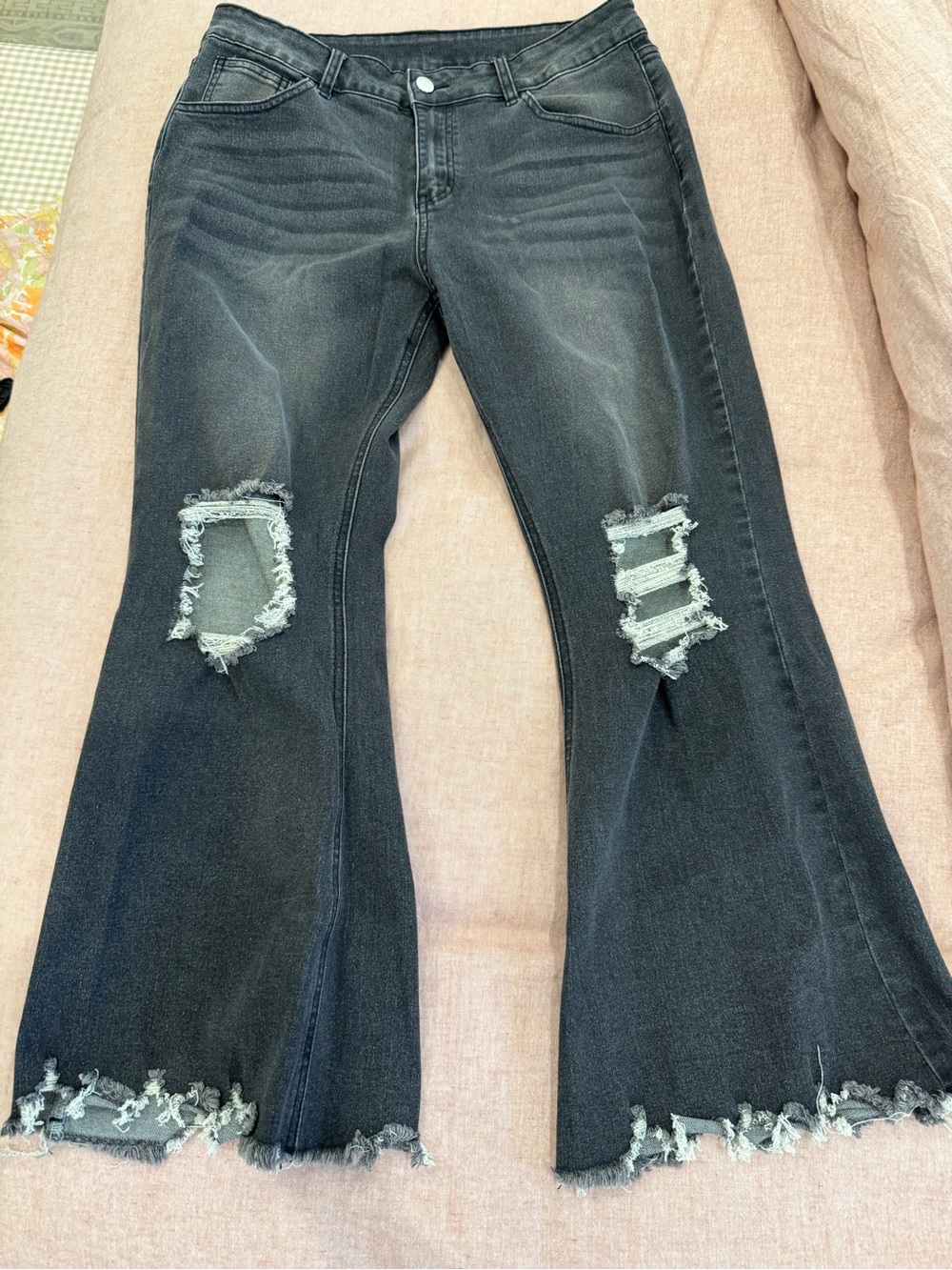 Amazon Black Distressed Flare Jeans